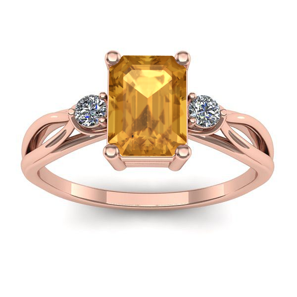 Inel cu citrin dreptunghiular