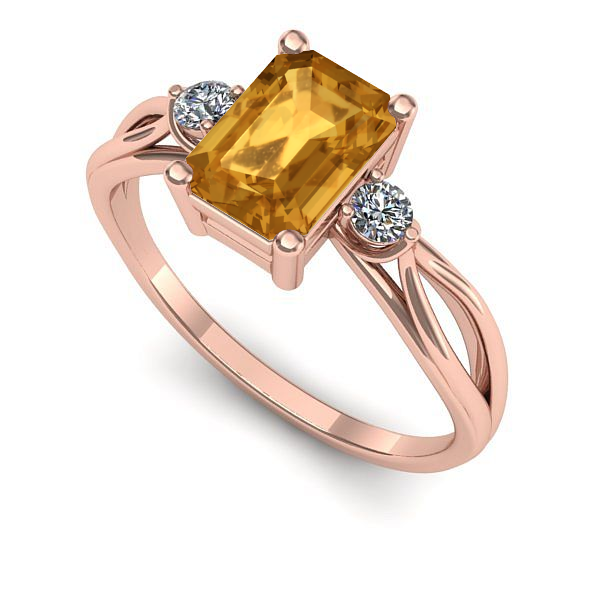 Inel din aur roz cu citrin
