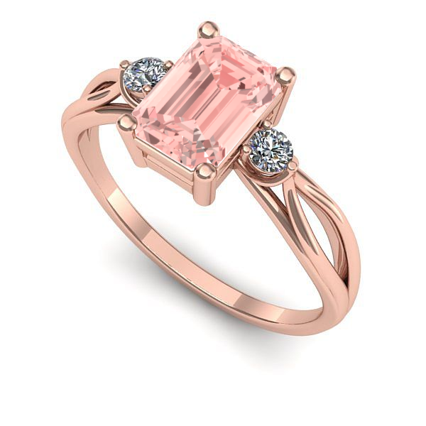 Inel de logodna din aur roz cu diamant de laborator roz