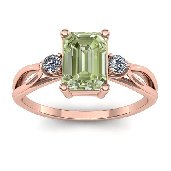 Inel logodna cu diamant de laborator verde dreptunghiular