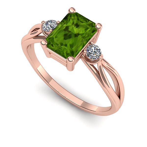 Inel din aur roz cu peridot