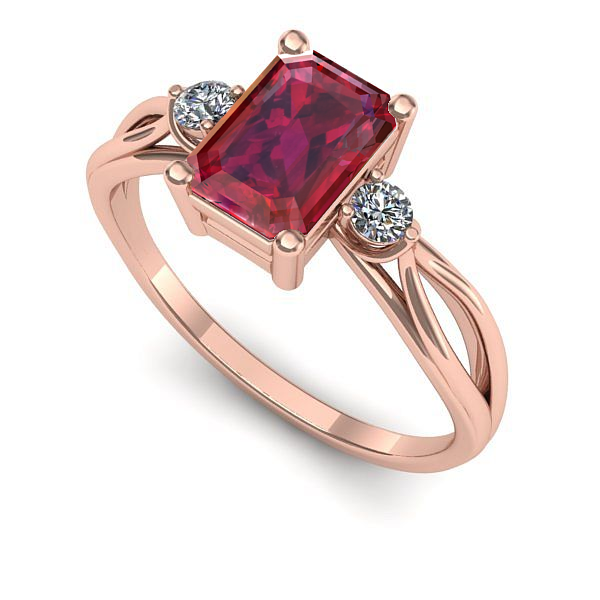 Inel logodna din aur roz cu rubin
