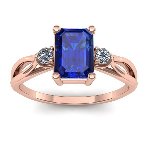 Inel logodna cu safir dreptunghiular