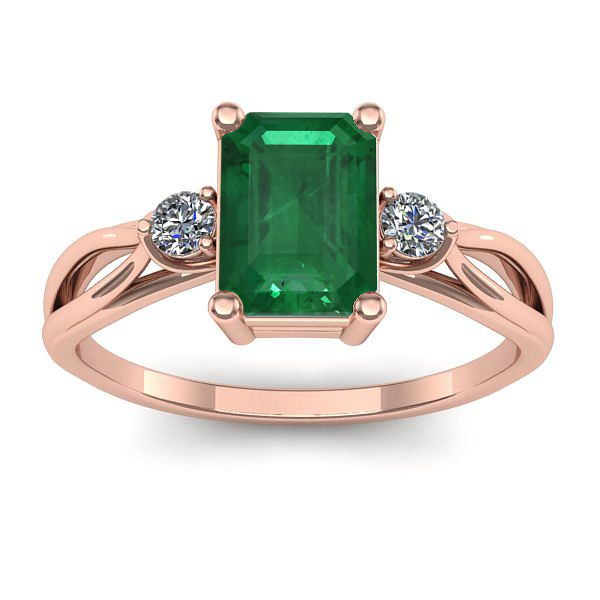 Inel cu smarald dreptunghiular