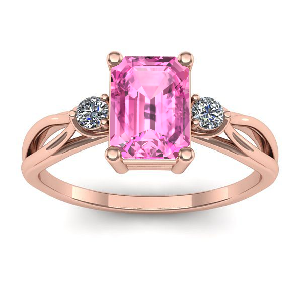 Inel logodna cu safir roz dreptunghiular