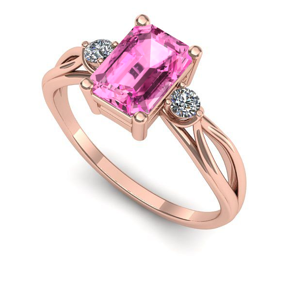 Inel de logodna din aur roz cu safir roz