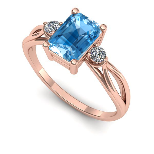 Inel din aur roz cu topaz blue