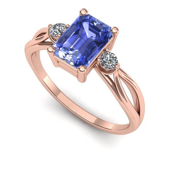 Inel logodna din aur roz cu tanzanit
