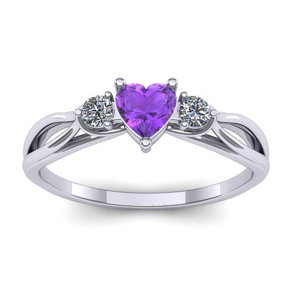 Inel logodna cu ametist inima