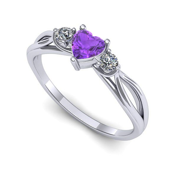 Inel din aur alb cu ametist