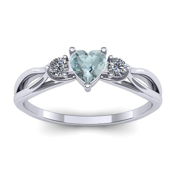 Inel cu aquamarin inima