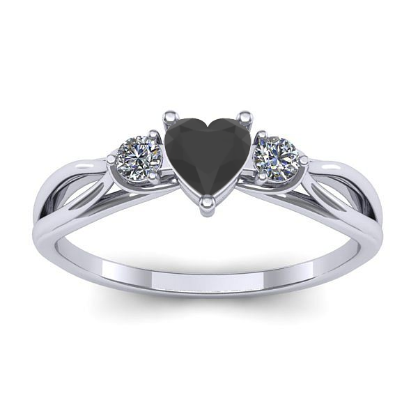 Inel de logodna cu diamant negru inima