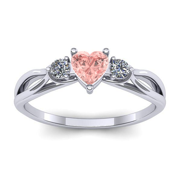 Inel de logodna cu diamant de laborator roz inima