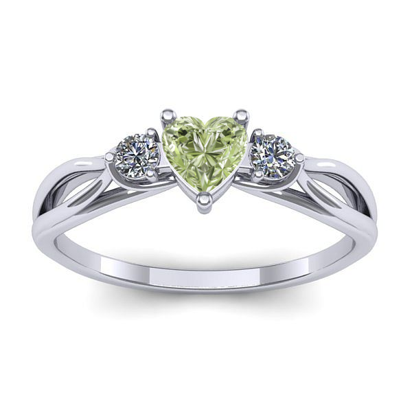 Inel logodna cu diamant de laborator verde inima