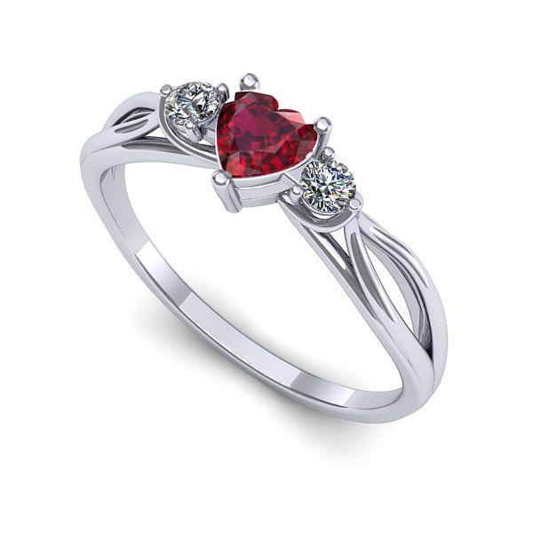 Inel din aur alb cu rubin