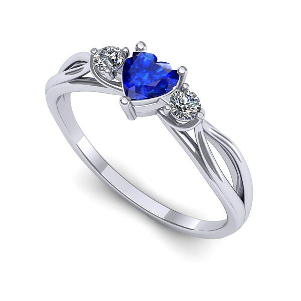 Inel logodna din aur alb cu safir