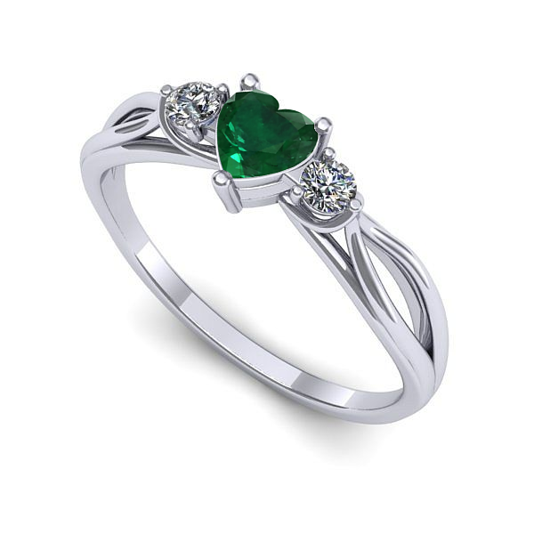 Inel de logodna din aur alb cu smarald