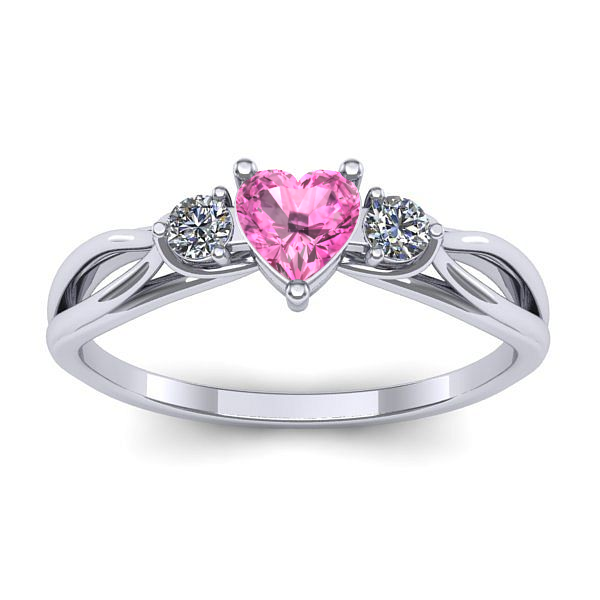 Inel de logodna cu safir roz inima