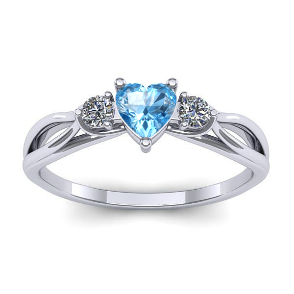 Inel cu topaz blue inima