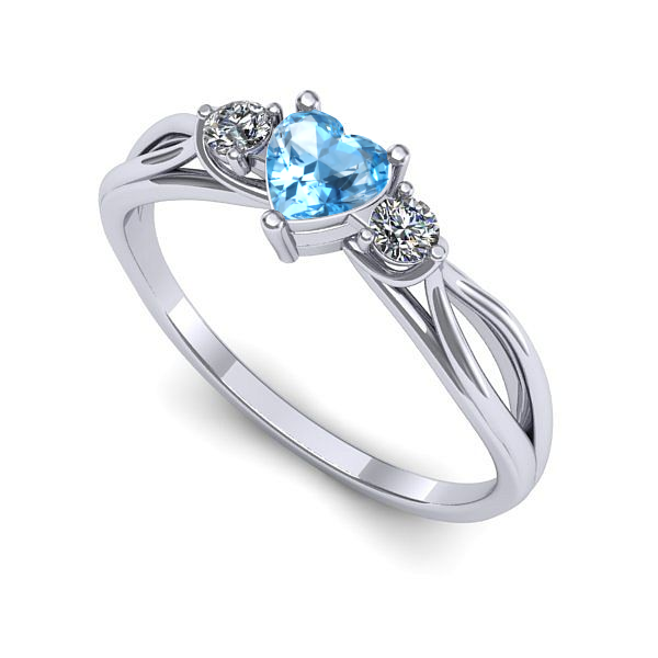 Inel din aur alb cu topaz blue