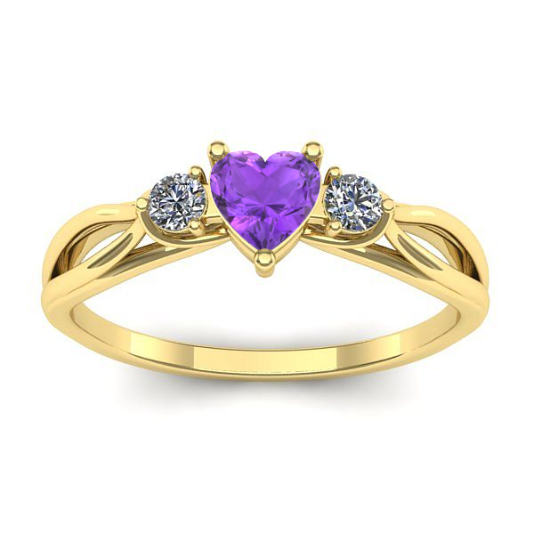 Inel logodna cu ametist inima