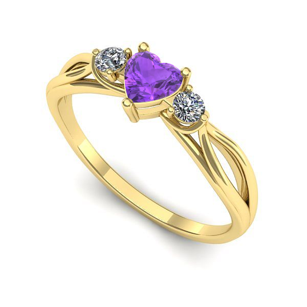 Inel de logodna din aur galben cu ametist