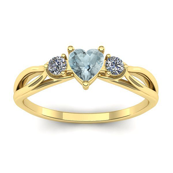 Inel de logodna cu aquamarin inima