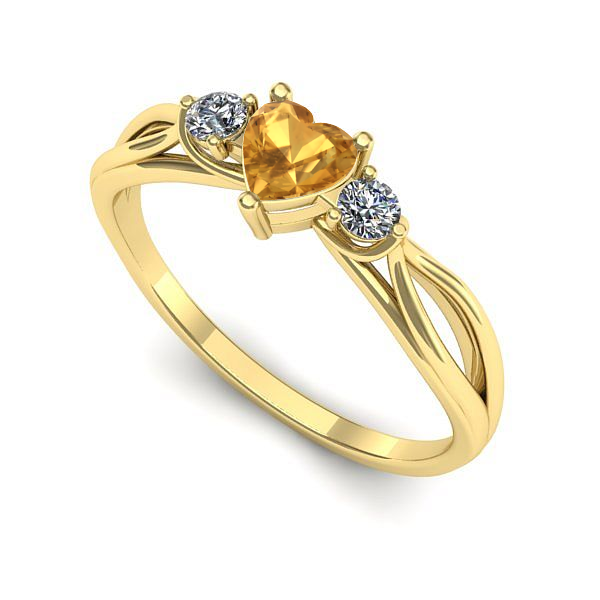 Inel logodna din aur galben cu citrin
