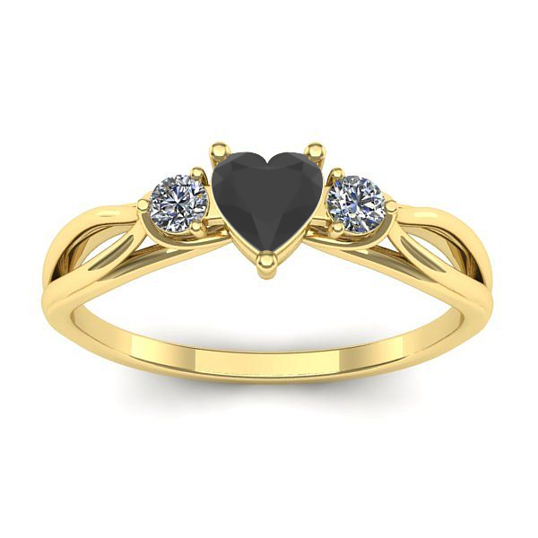Inel cu diamant negru inima