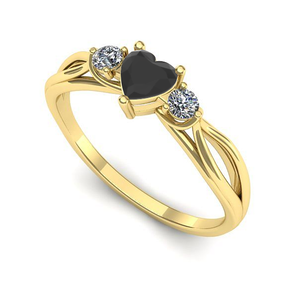 Inel din aur galben cu diamant negru