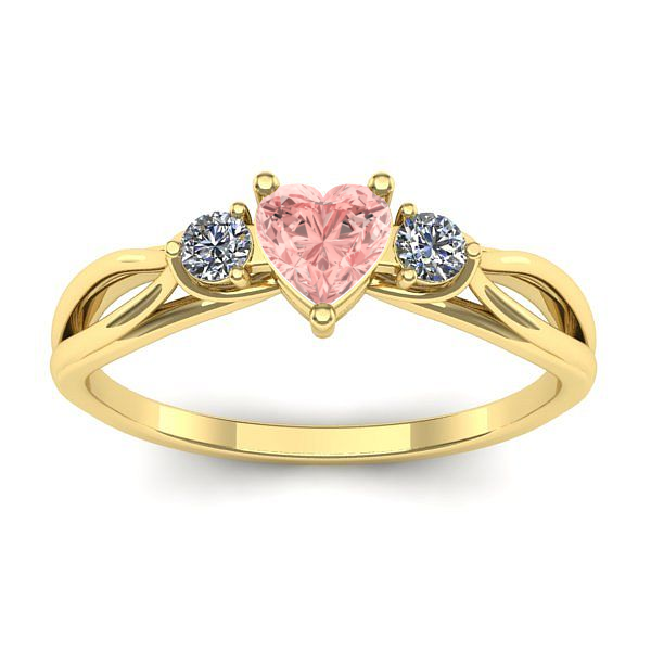 Inel de logodna cu diamant de laborator roz inima