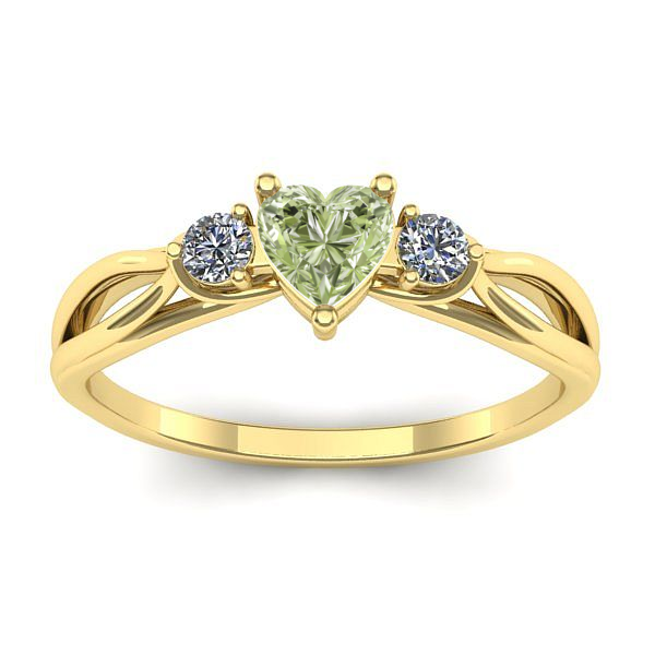 Inel de logodna cu diamant de laborator verde inima