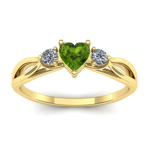 Inel de logodna cu peridot inima