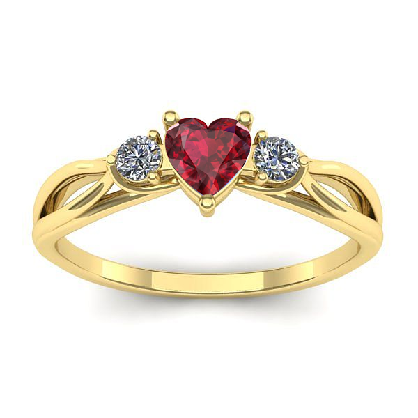 Inel cu rubin inima