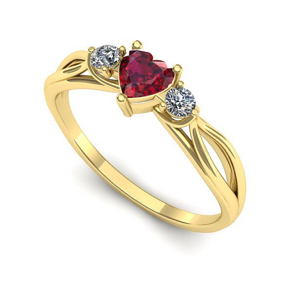 Inel de logodna din aur galben cu rubin