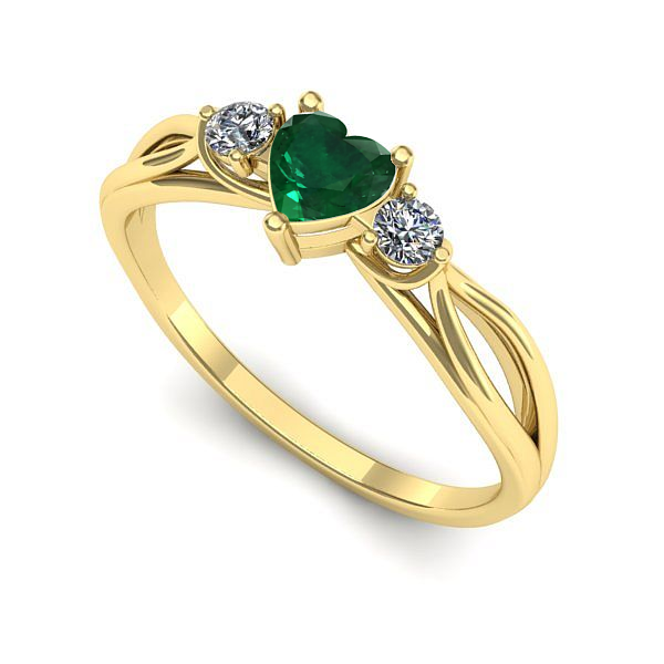 Inel logodna din aur galben cu smarald