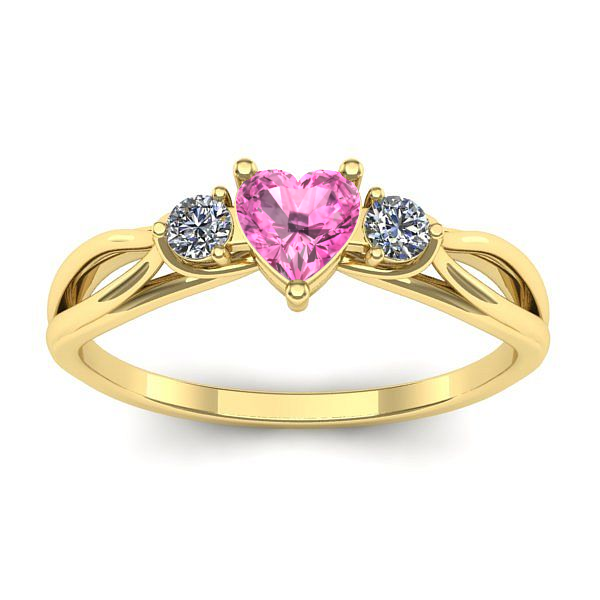 Inel cu safir roz inima