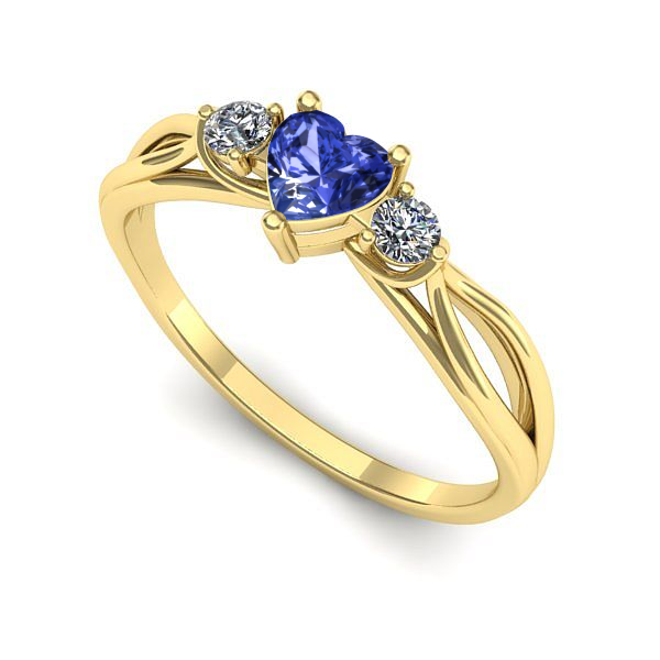 Inel logodna din aur galben cu tanzanit