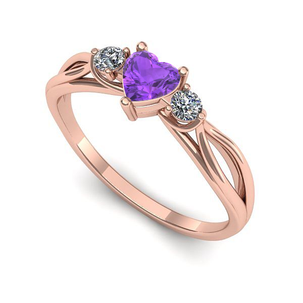 Inel din aur roz cu ametist