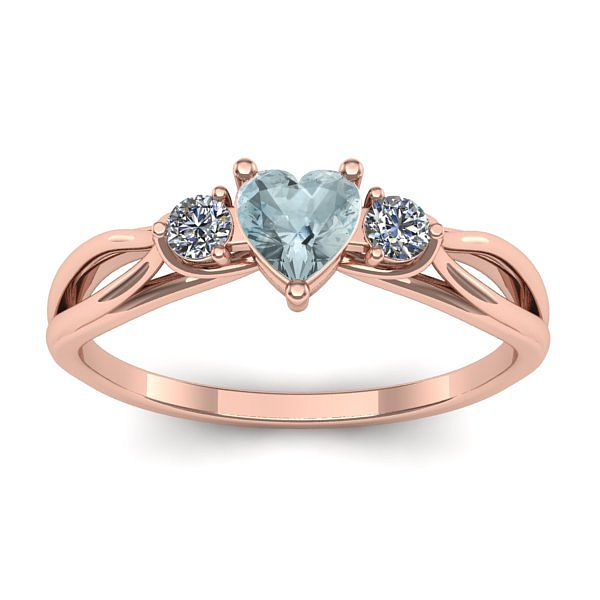 Inel de logodna cu aquamarin inima