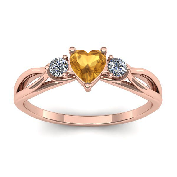 Inel logodna cu citrin inima