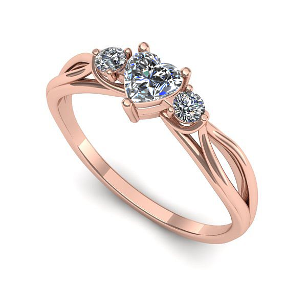 Inel de logodna din aur roz cu diamant