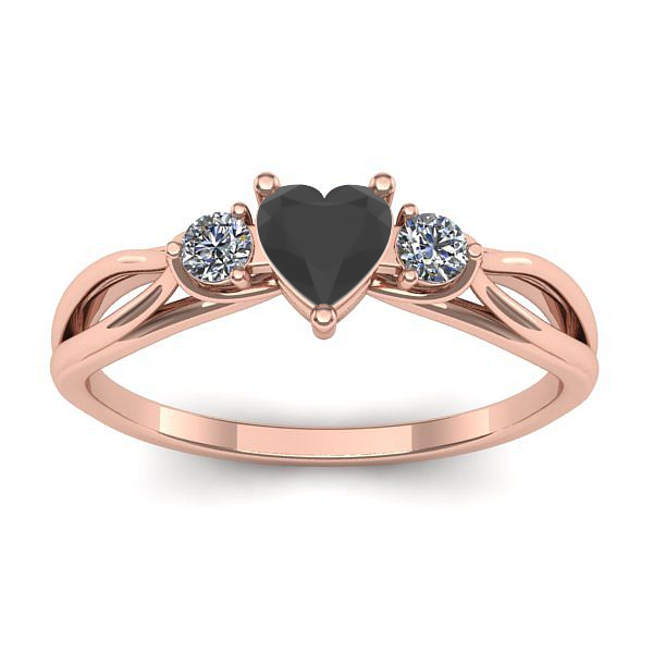 Inel logodna cu diamant negru inima