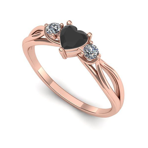 Inel logodna din aur roz cu diamant negru