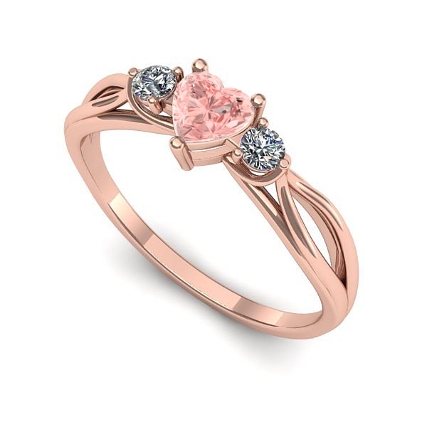 Inel din aur roz cu diamant de laborator roz