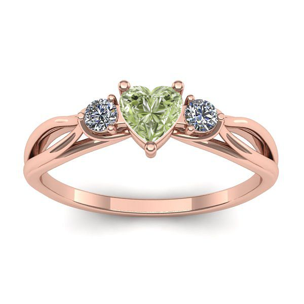 Inel cu diamant de laborator verde inima