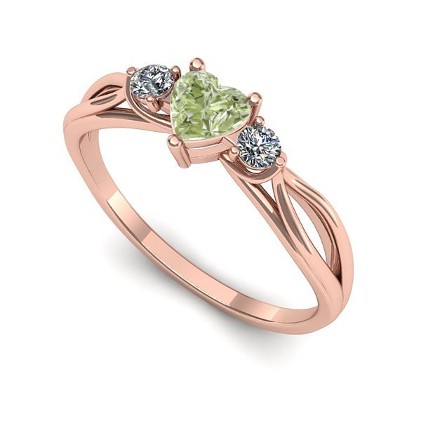 Inel de logodna din aur roz cu diamant de laborator verde