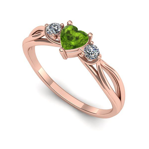 Inel logodna din aur roz cu peridot