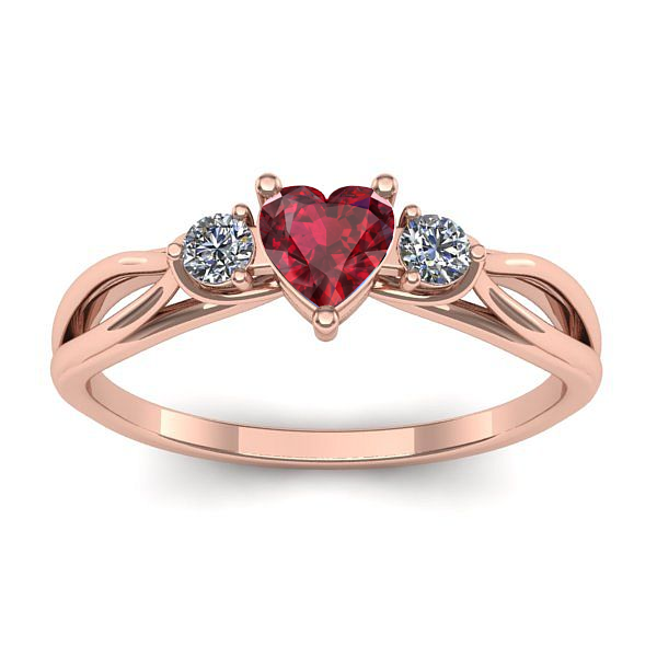 Inel de logodna cu rubin inima