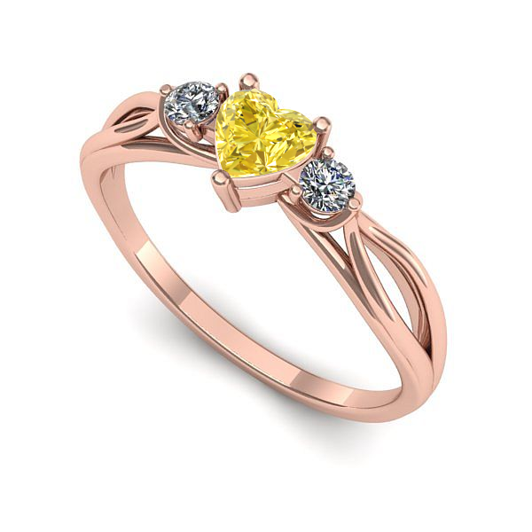 Inel din aur roz cu safir galben